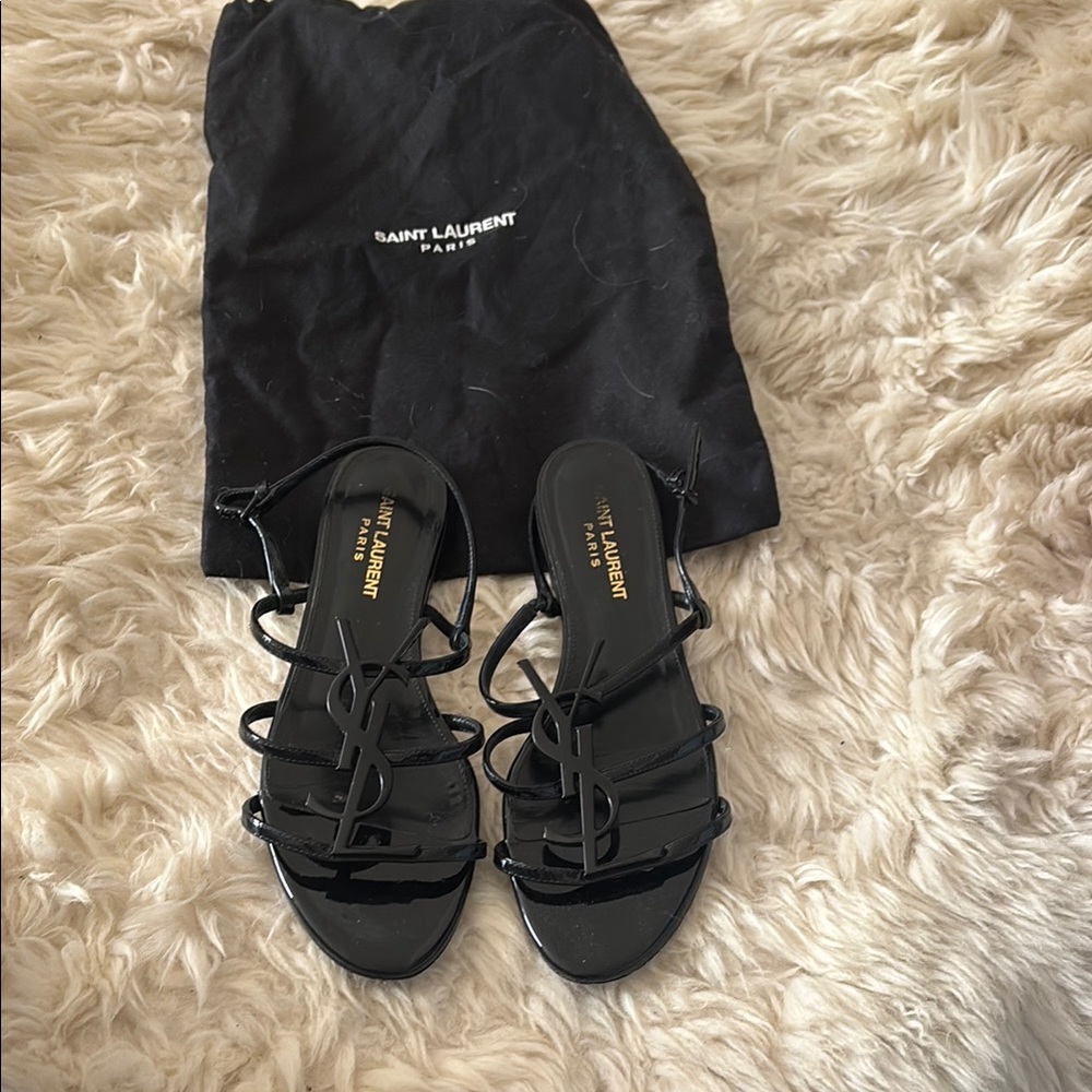 Saint Laurent Black Cassandra Sandals size 37